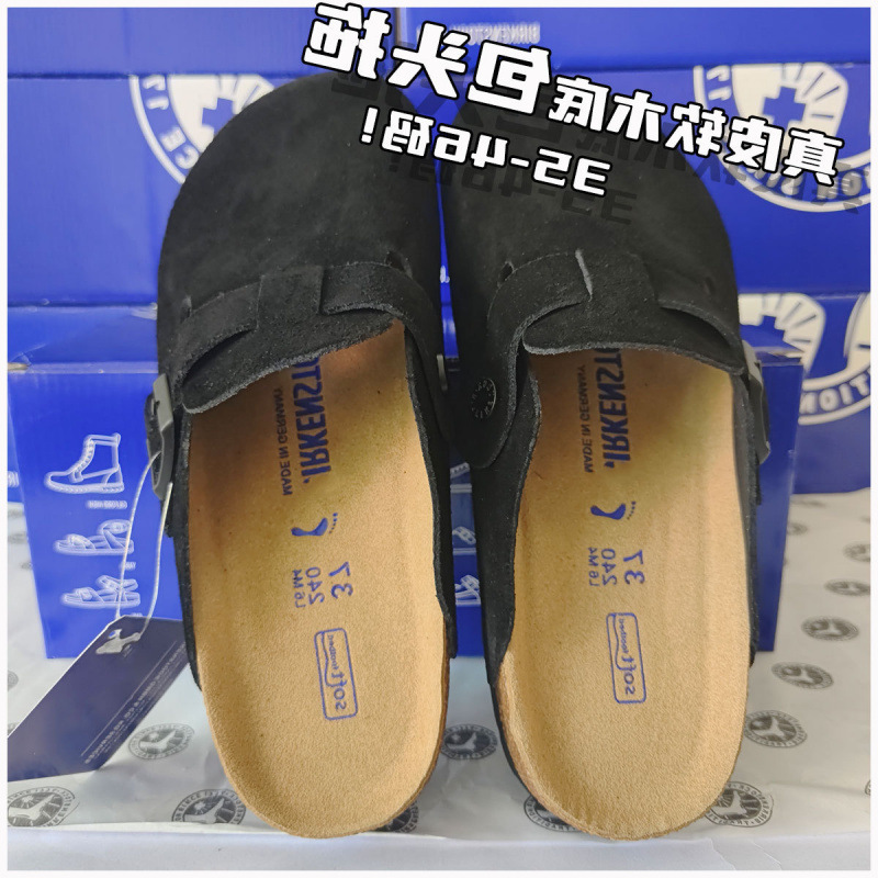 2026 New Original Bk Genuine Leather Birkenstock Shoes with Cork Soles, Closed-Toe Slippers, Unisex Slip-On Thick-Soled Birkenstock Shoes