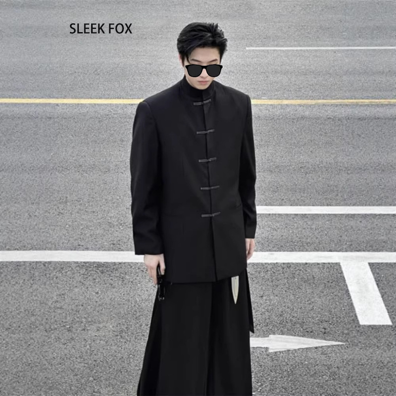 Fashionable, Light Luxury, Stylish, High-End Black Leather Suit with Large Pockets, Spring Men's Versatile Slim-Fit Jacket