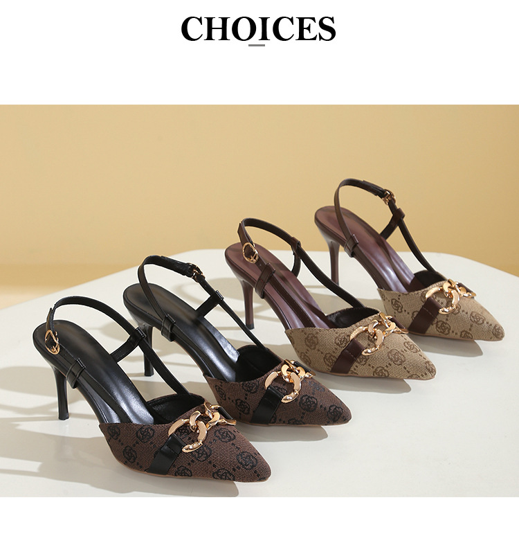 Sandalias de tacón cómodas para mujer con hebilla dorada_voghion.com