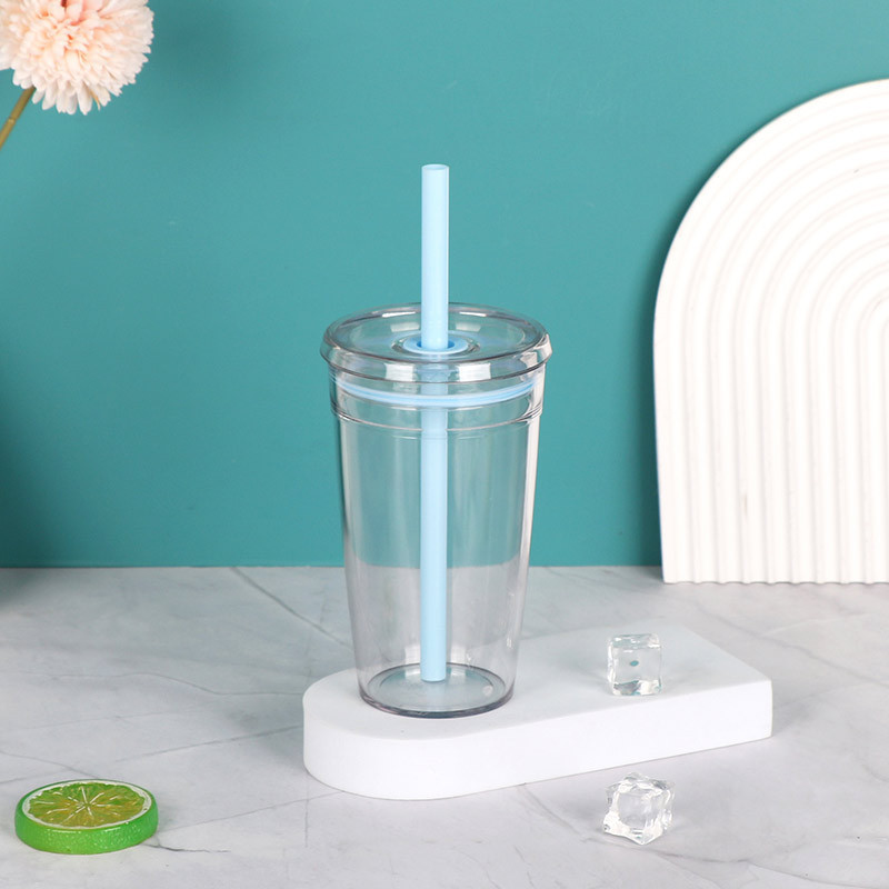 クロスボーダー 15 オンスプラスチックカップポータブル単層透明プラスチックカップストローカップマルチカラーコーヒーカップミルクティーカップ|undefined