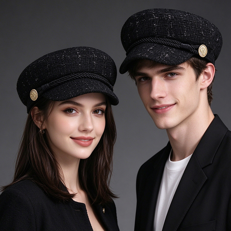 Women's Summer Navy Cap, Trendy European and American Style, Versatile Beret, All-Season Style, Internet Celebrity Octagonal Hat, British Fashion Women's Summer Navy Cap, Trendy European and American Style, Versatile Beret, All-Season Style, Internet Celebrity Octagonal Hat, British Fashion