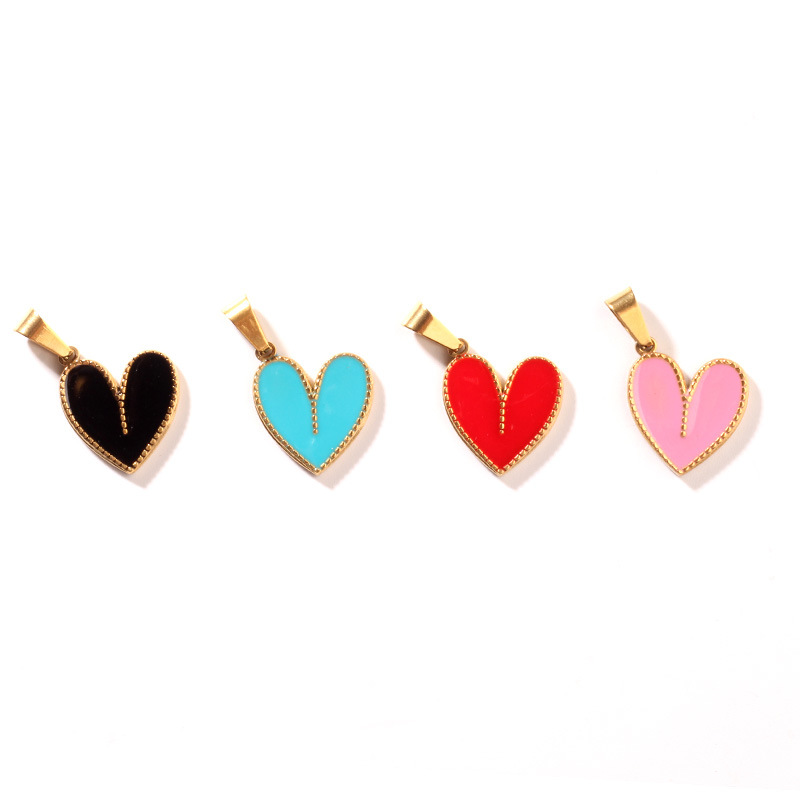 6g Weight Pendant Jewelry Making Type DIY Jewelry Accessories Classification 1 Piece Quantity 304 Stainless Steel, Metal Material Peach, Heart Shape Pattern Women's Gender Retro Style Enamel, Plating Craft 1 Piece 304 Stainless Steel Metal Peach Heart Shape Pendant DIY Jewelry Accessories 4