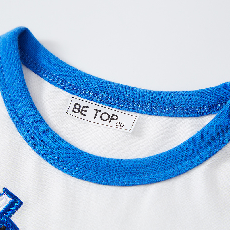 Ser Superior Camiseta de manga larga para niños primavera y otoño estilo occidental color a juego coche bordado camisa de fondo de los niños de algodón puro entrega de una sola pieza