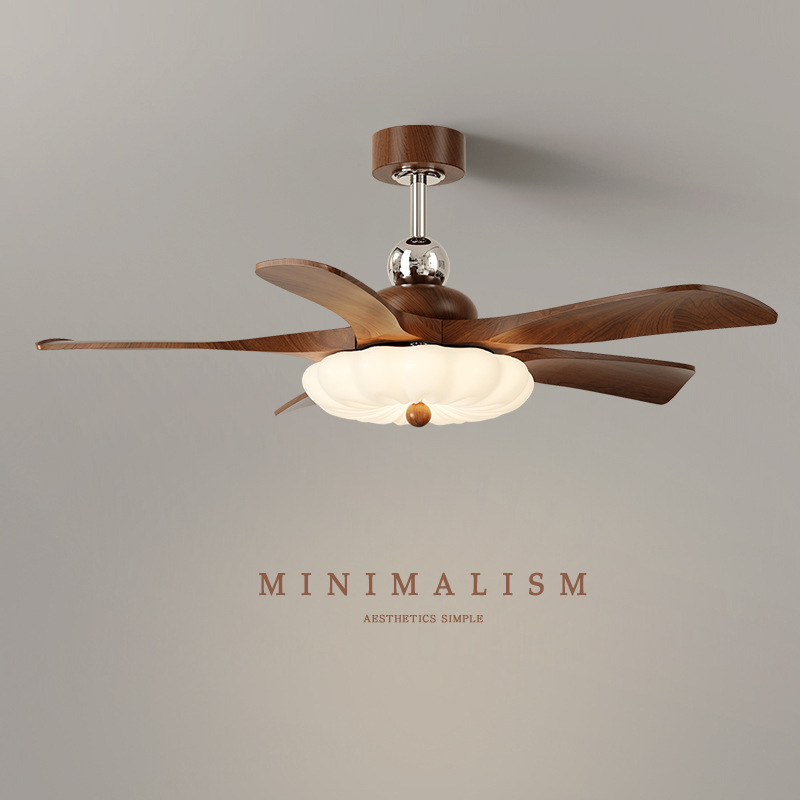 Medieval Style Living Room Fan Lamp French Retro Cream Style Flower-Shaped Silent Eye Protection Fan Integrated Ceiling Fan Lamp