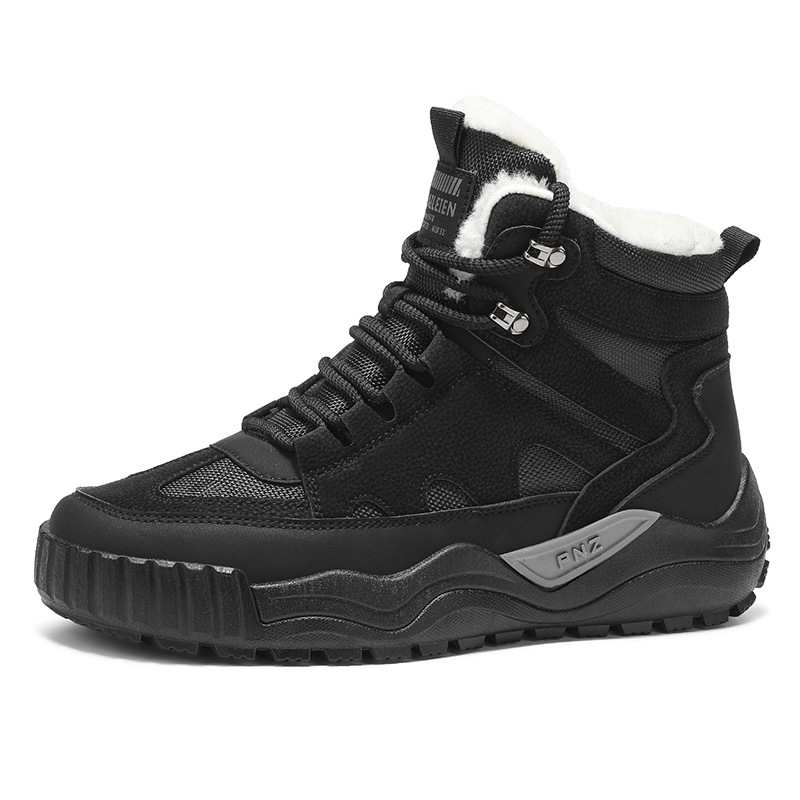 Men's Fleece-Lined Snow Boots High-Top Work Shoes Thick-Soled, Extra-Thick Warm Cotton Shoes Casual Short Boots Martin B_vogvips.com