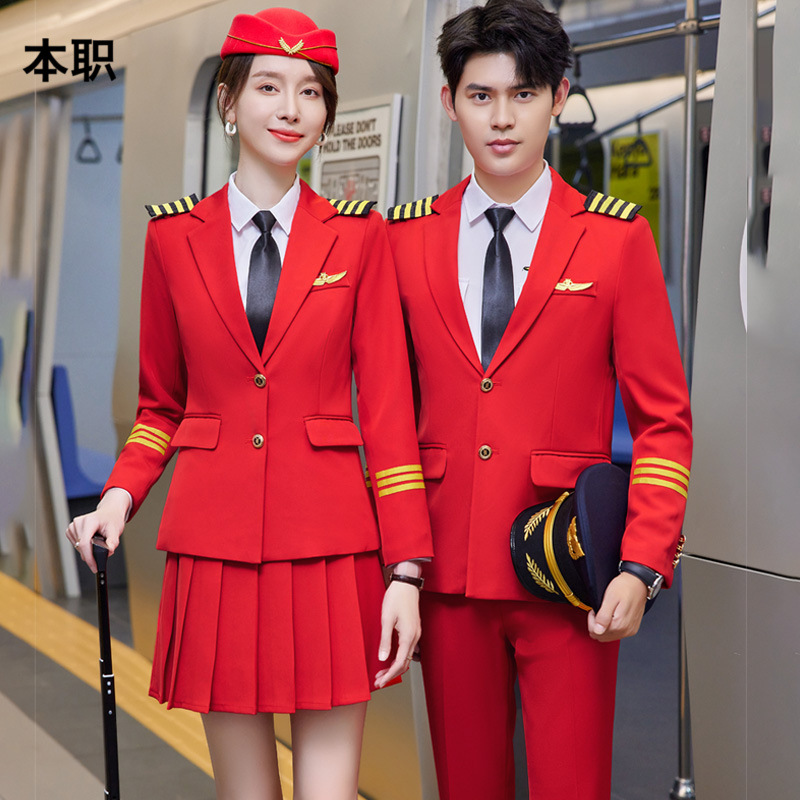 [Aviation Uniform] China Southern Airlines Flight Attendants Male and Female Drum Team Performance Uniform suit High-speed Railway Professional Work Uniform