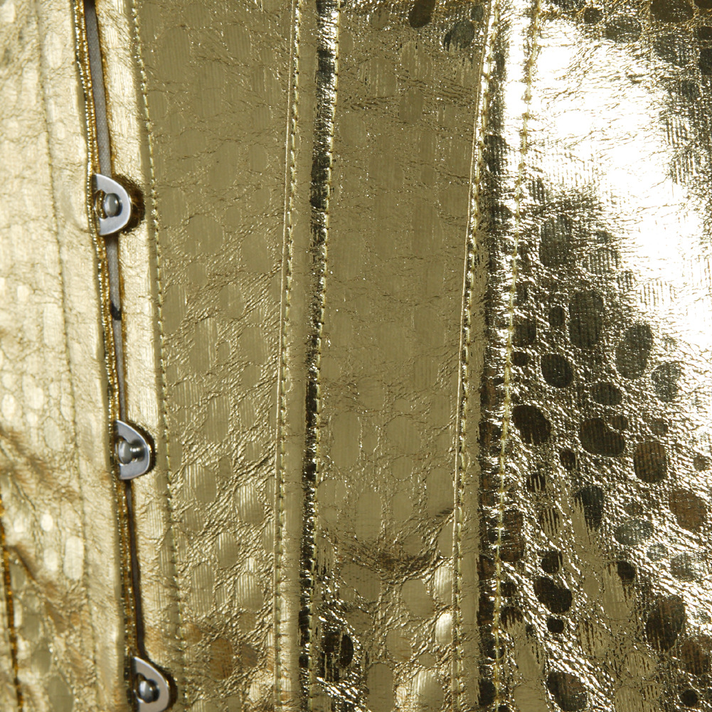 Corsé gótico de cuero brillante para mujer, cinturilla reductora con broches metálicos, estilo vintage