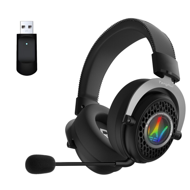 2.4Gワイヤレス+Bluetooth+仮想7.1 3モードヘッドマウントコンピュータゲームヘッドセットRGB eスポーツヘッドセット|undefined