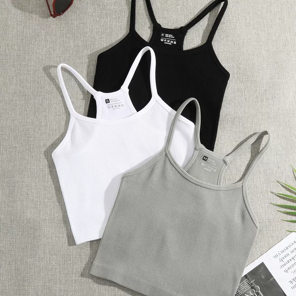 Single-Layer European and American Style Ribbed Nylon Sports Yoga Tank Top Seamless Quick-Dry Bra