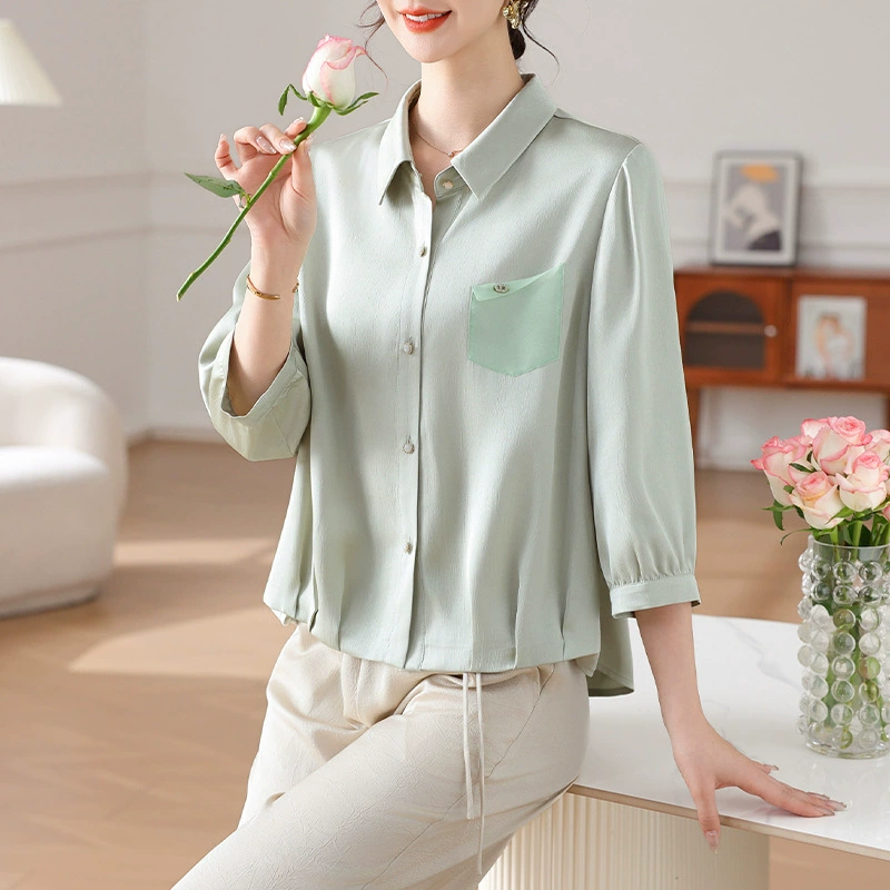 Мама рубашка куртка женская весна 2025 новый большой размер свободный тонкий топ иностранная мода кардиган девушка среднего возраста