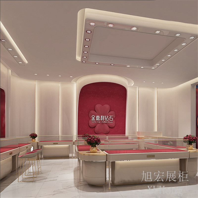 厂家优惠定制黄金珠宝展示柜 环形饰品展柜 珍贵红宝石异型陈列台