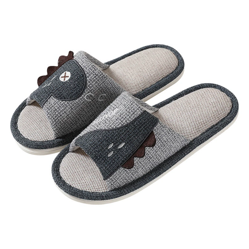 Льняные тапочки больших размеров с героями мультфильмов, мужские четырехсезонные Нескользящие домашние напольные дополнения с мягкой подошвой, тапочки из хлопчатобумажной льняной ткани