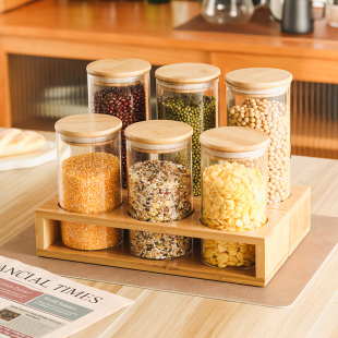 Glass Coffee Bean Preservation Jar Sample Display Bottle Sealed Jar Grain Storage Box Food Grade Storage Jar Rack