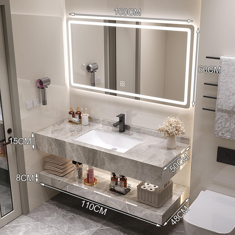 Gabinete de baño moderno y simple combinación de encimera de cerámica de pizarra brillante hotel de alojamiento residencial inodoro lavabo lavabo