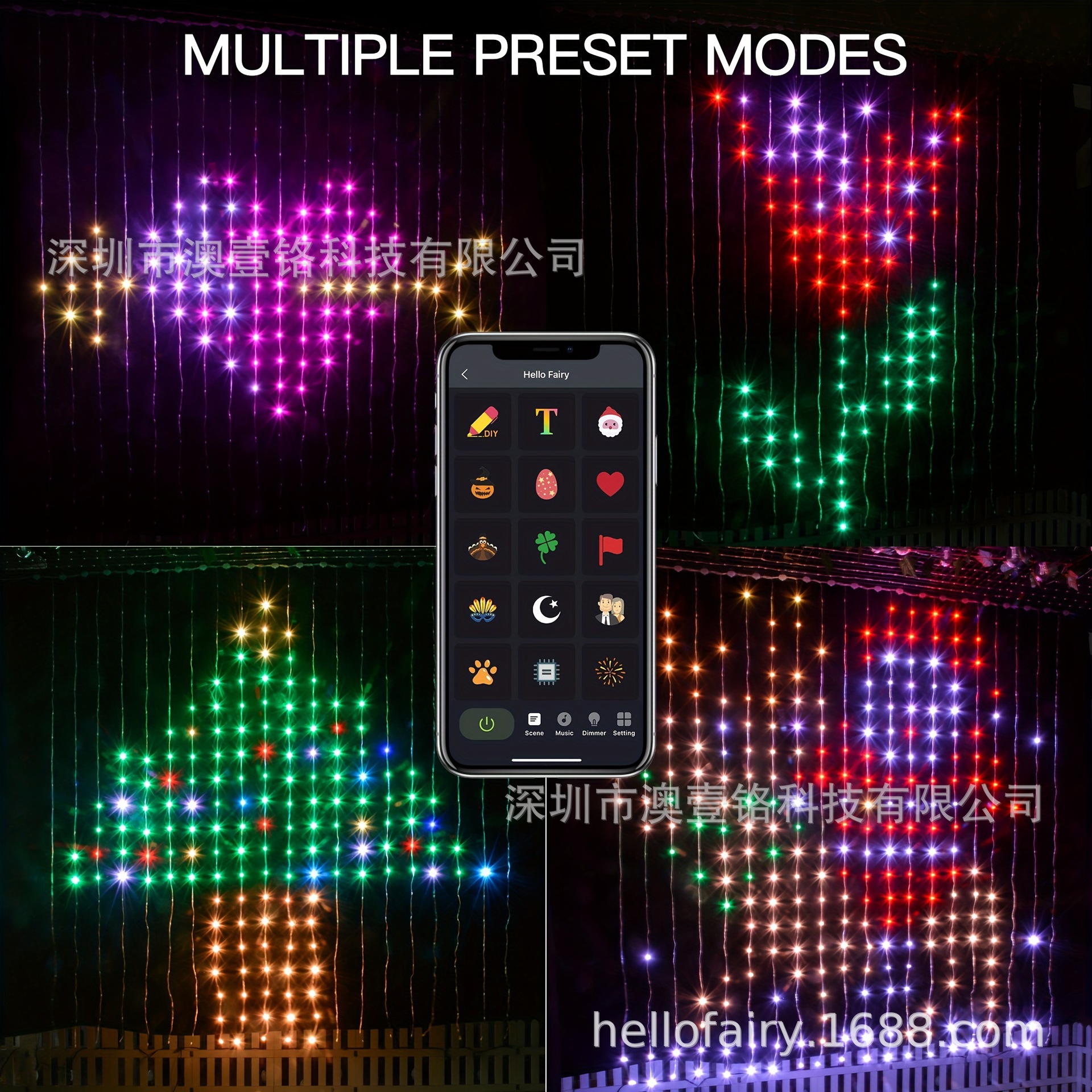 HelloFairy 400 luces DIY control electrónico inteligente LED al aire libre fiesta de jardín Navidad decoración de vacaciones luces de cortina