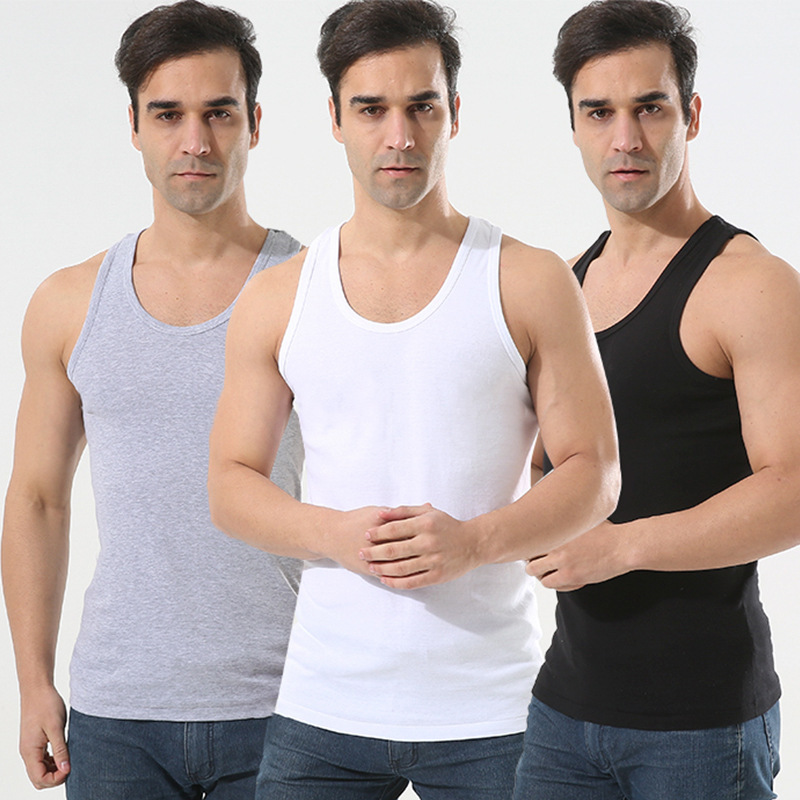New men's vest cotton summer men's youth sports fitness hurdle elastic bottoming cotton undershirt wholesale New men's vest cotton summer men's youth sports fitness hurdle elastic bottoming cotton undershirt wholesale