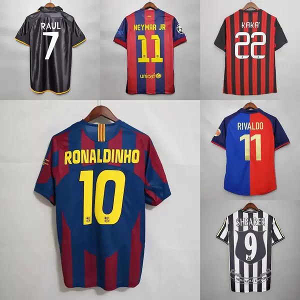 Retro Classic Player Jerseys with Club Numbers Ac Barcelona Newcastle C. Ronaldo Messi Neymar Beckham