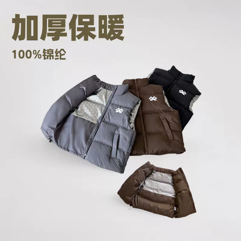 儿童羽绒马甲秋冬韩版男女童装外穿背心中小童宝宝校服神器坎肩