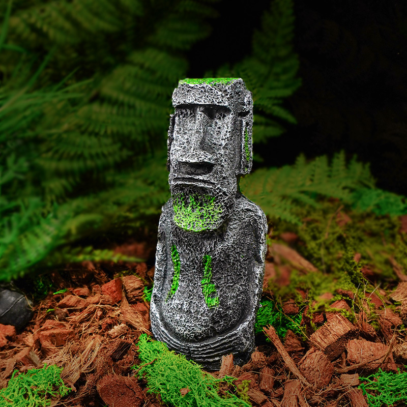 Paisajismo artesanía acuario paisajismo decoración estatua de piedra resina antiguo retrato romano crawler decoración Isla de Pascua