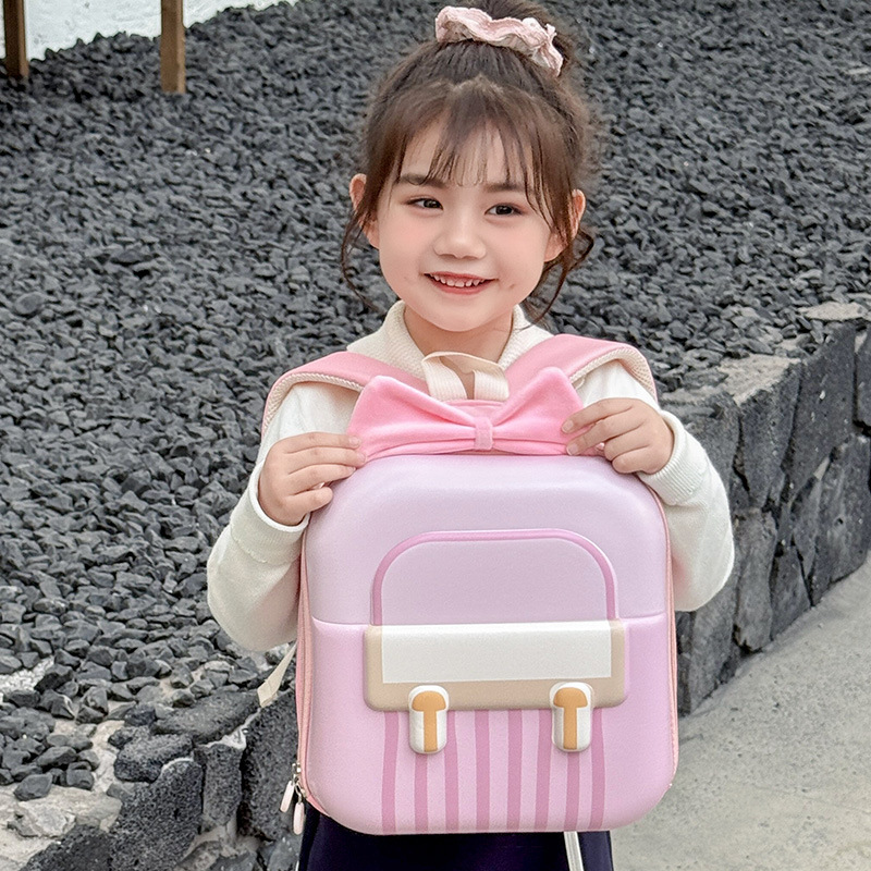 Jardín de infantes bolsas escolares dulces arcos ligeros, mochila de cáscara de huevo para niños y niñas, nueva moda de mochila infantil
