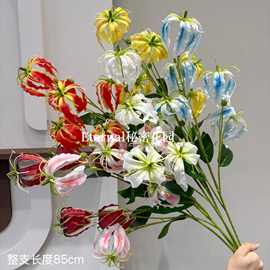 5头火焰百合仿真花嘉兰百合祁煜花束小鱼捧花摆件新中式婚礼布置