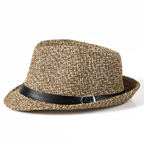 Wicker hats for men and women, middle-aged and elderly, fashionable sun hats, small formal hats, British retro jazz hats, gentleman hats, sun protection hats