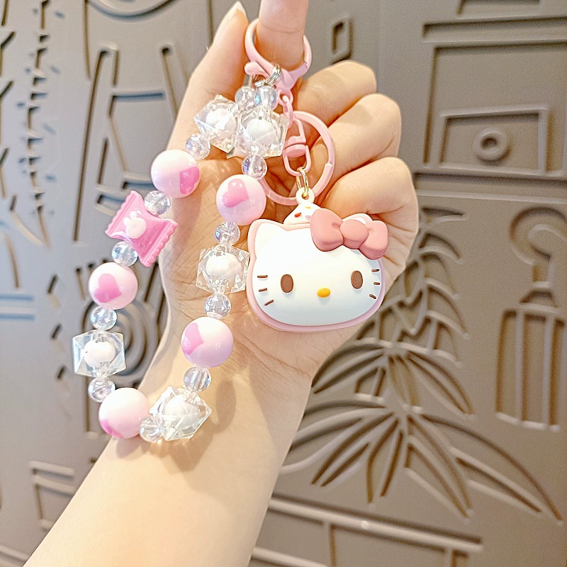 Брелок-брелок Sanrio, милая мини-фигура-подвеска для ключей и телефона, акриловый бусинный талисман