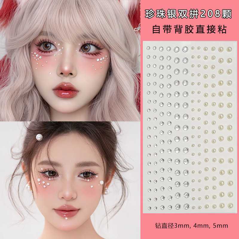 Parche de maquillaje de imitación de celebridades de Internet Parche de diamante Parche de diamante de mariposa Parche de diamante de imitación Parche de cara Parche de lágrima Parche de perlas de ojo Parche de diamante intermitente