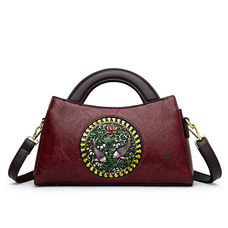 Bolso de mujer 2023 nuevo estilo nacional artístico costura moda mujer bolsa de sillín portátil hombro bolsa de mensajero al por mayor