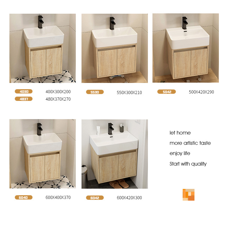 Mini lavabo ultra estrecho Apartamento pequeño Mueble de baño de madera maciza Combinación de mesa de lavado de pared Lavabo de baño de piscina