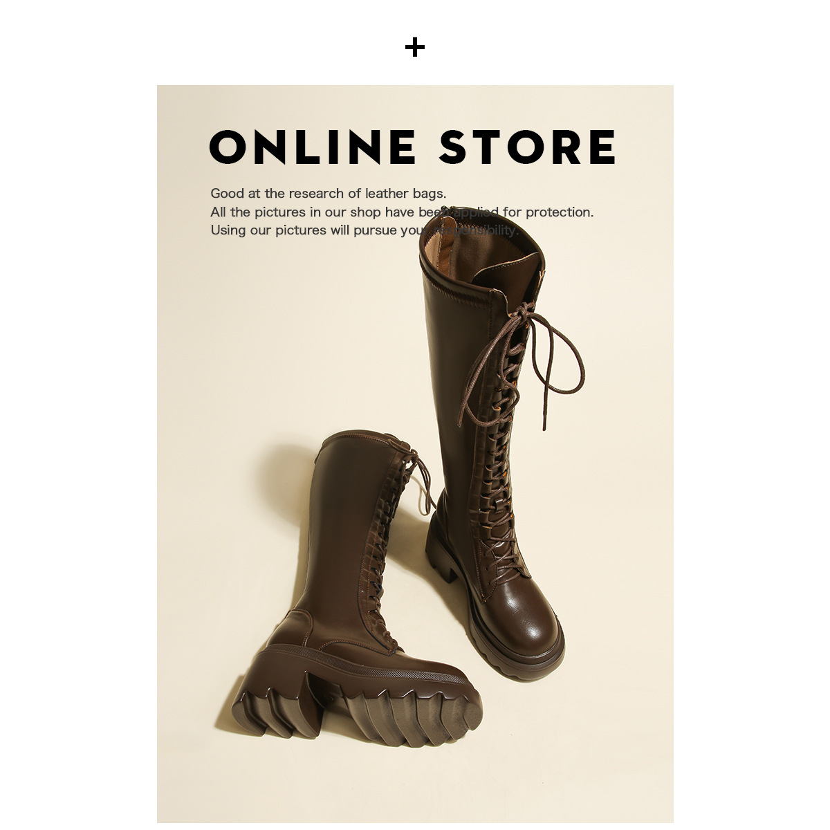 【冠順】厚い底の長靴の女性2023新型秋冬のマーティンブーツは膝の高筒の騎士靴のハイヒールを超えません。