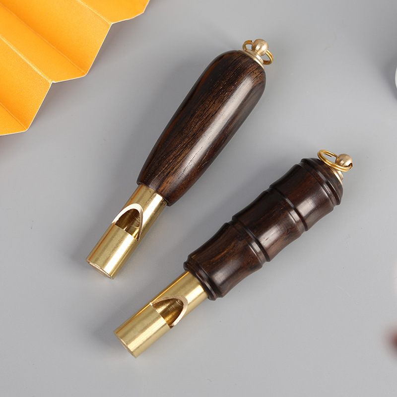 Brass Purple Sandalwood Outdoor Survival Whistle Keychain Pendant Competition High-pitched Whistle Mountaineering Training Pendant