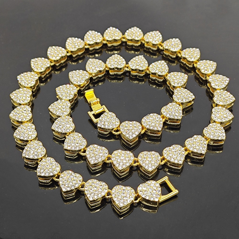 Hip-hop Heart Shape Rhinestones Alloy Wholesale Necklace display picture 3