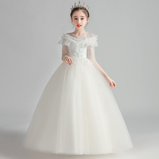 Children's Dress Summer New Product Sweet Fluffy Gauze Fashionable Little Girl Dress Children's Piano Performance Clothing