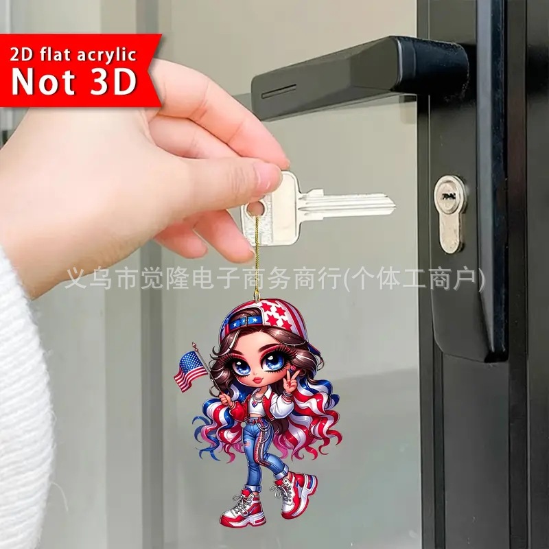 Acrílico plano transfronterizo personajes de dibujos animados colgantes encantadores colgantes adecuados para mochila colgantes de llaveros image 2