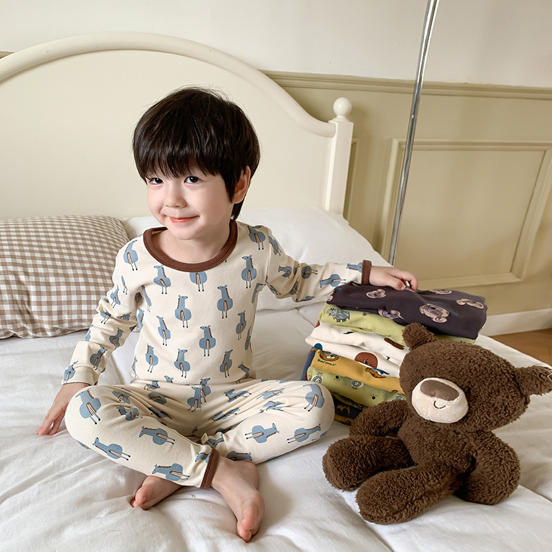 儿童睡衣男女童A类280g羊毛拉架家居服内衣套装宝宝纯棉秋衣秋裤