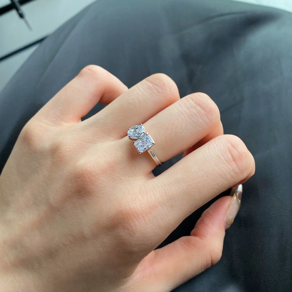 Fashion Square Oval Sterling Silver Plating Zircon Rings