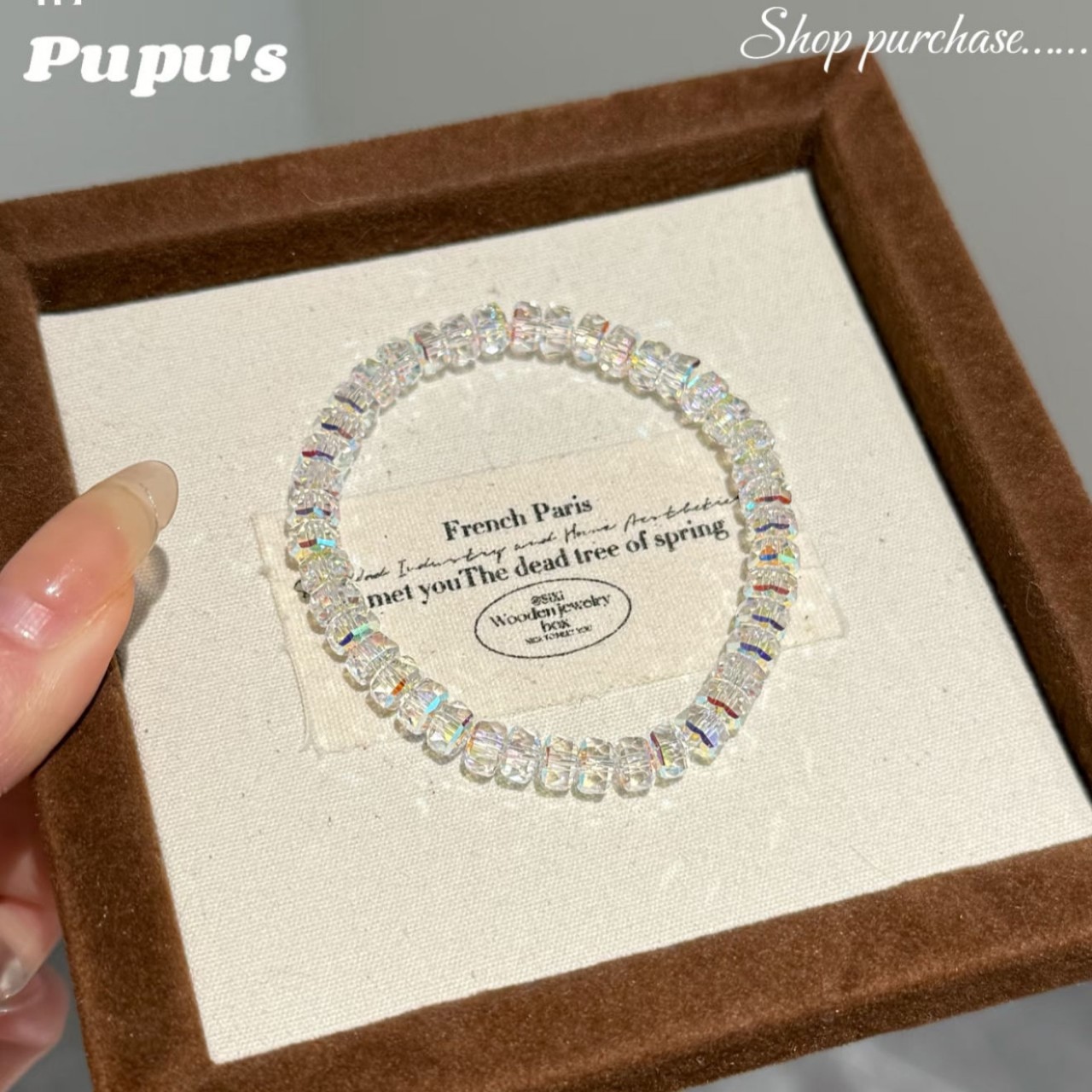 Super Flash Faceted Crushed Ice Ice Illusion Crystal Glass Bracelet for Women Ins Niche Design High-End Jewelry Summer Bestie