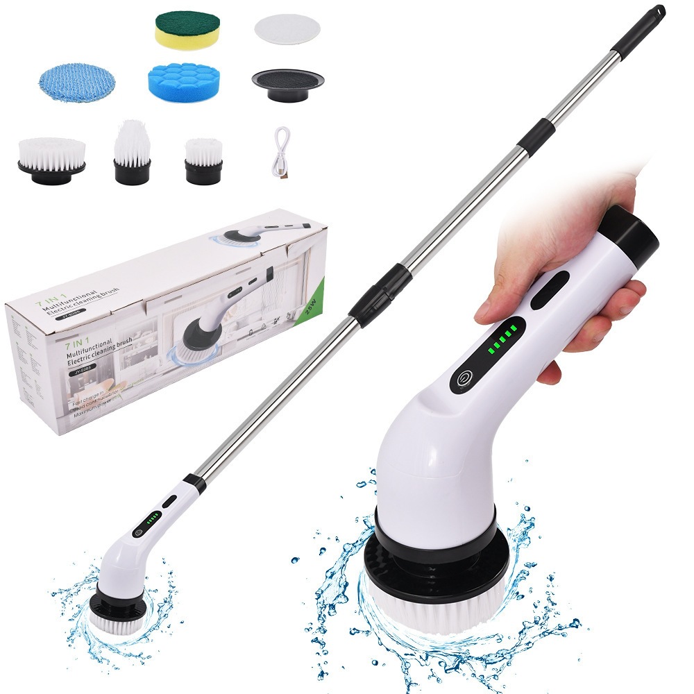 Cepillo de limpieza eléctrico multifuncional transfronterizo nueve en uno, vidrio de baño largo y corto ajustable, cepillo de doble uso, artefacto de limpieza doméstica