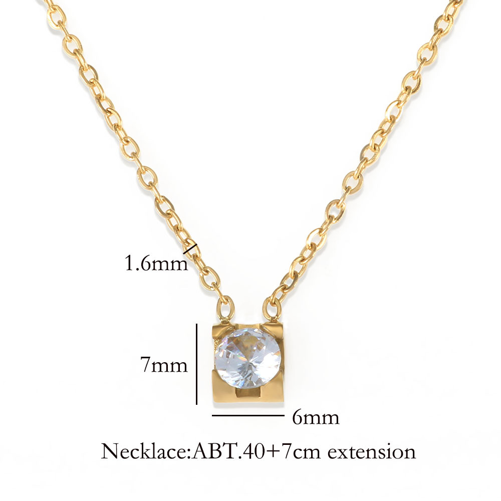 Simple Style Geometric Titanium Steel Plating Zircon Pendant Necklace 1 Piece