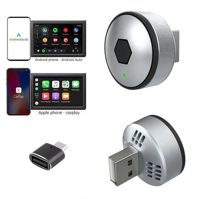 Cross-border one-click switching new carplay box Android two-in-one box wireless adapter for in-car connectivity (Simsiz CarPlay və Android Auto) - k13d-silver-adapter
