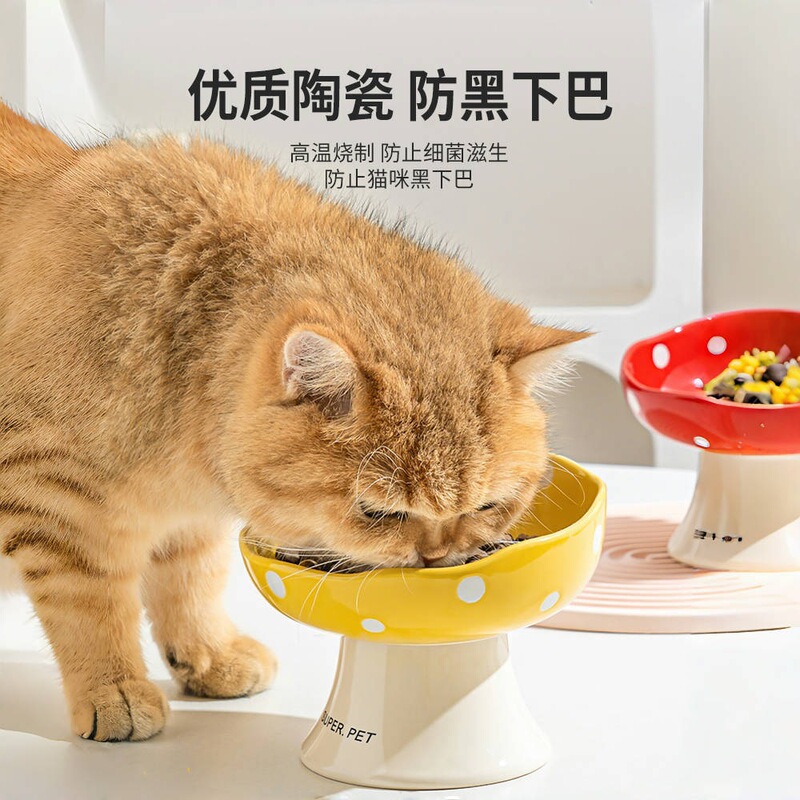 猫ボウル、キャットフードボウル、セラミック猫丼、水とフードボウル、背の高い足、転倒防止、頚椎保護、傾斜口ペット用品|undefined