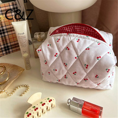 Cross-border best-selling small cherry cosmetic bag, large capacity printed embroidered zipper bag, portable gentle and cute storage bag