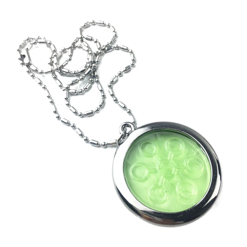 Quantum Pendant green glass energy Pendant five elements Pendant stainless steel necklace