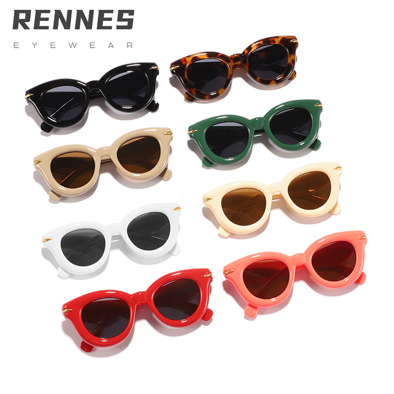 2024 celebridades de Internet europeas y americanas transfronterizas con ojos de gato retro grueso color caramelo divertido estilo de uñas de arroz gafas de moda