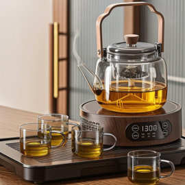 适用CircleJoy圆乐汽蒸萃茶玻璃提梁壶茶杯烧水壶套装一壶4杯套装