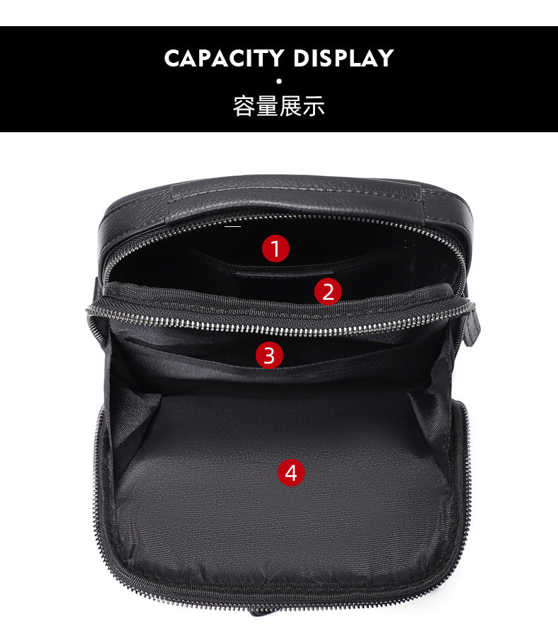 Túi đeo chéo nam da bò thật 20×8×24 cm kiểu mới đơn giản — Màu đen chi tiết 6