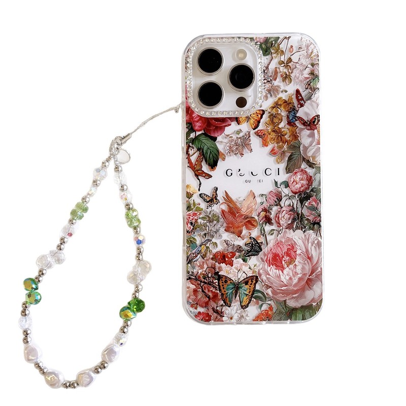 iPhone16Promaxに適したフラッシュダイヤモンドミラーリング小さな香りの蝶の花トレンディなブランドアクリルApple携帯電話ケース|undefined