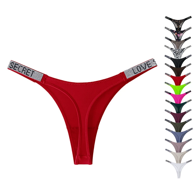 1047T Сексуальные женские стринги с камнями в европейском и американском стиле, для фитнеса и спорта, с эффектом подтяжки ягодиц, с низкой посадкой и высоким вырезом, модные Т-образные трусы