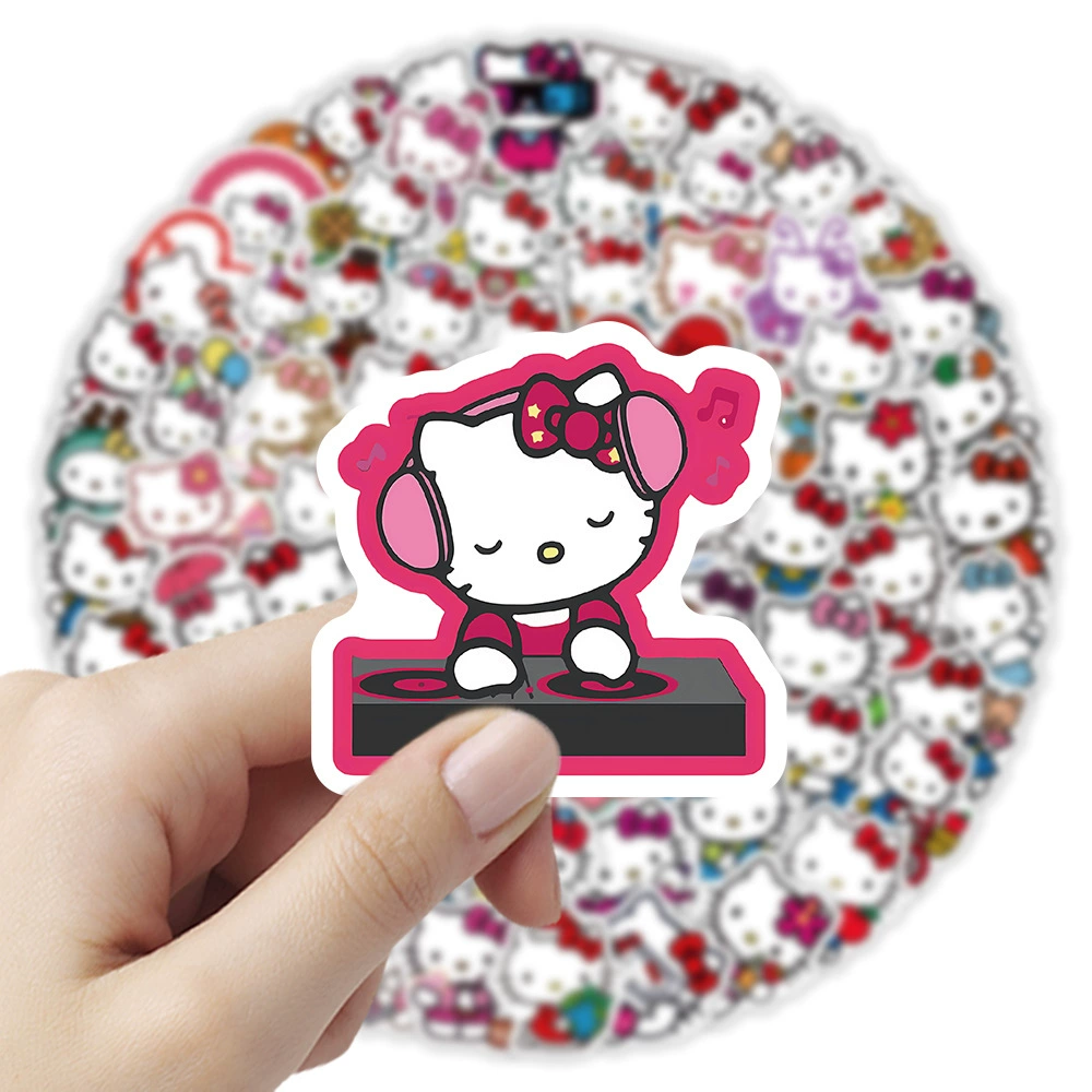Набор стикеров Hello Kitty, 100 шт., мультяшные наклейки для телефона и ногтей, 15×15 см, 0,025 кг